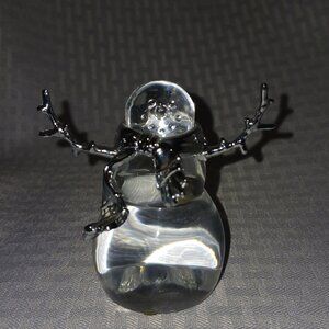 DEPT 56 Jolly Snowman Small Clear Acrylic Silver Branch Arms Scarf 3” Tall